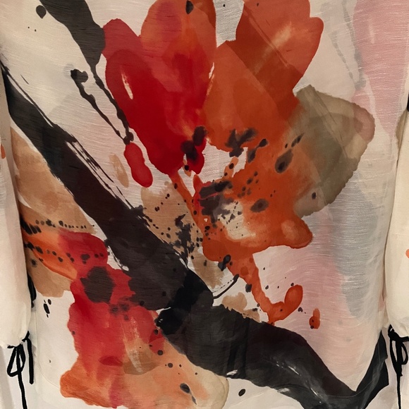 NEW SHAN ABSTRACT FLORAL Linen Beach Tunic - Picture 9 of 11